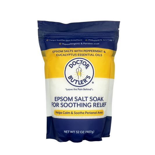 A package of Doctor Butler's Epsom Salt Soak for Soothing Relief with Peppermint & Eucalyptus Essential Oils.