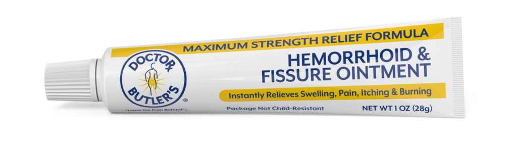 A tube of Doctor Butler's hemorrhoid & fissure ointment
