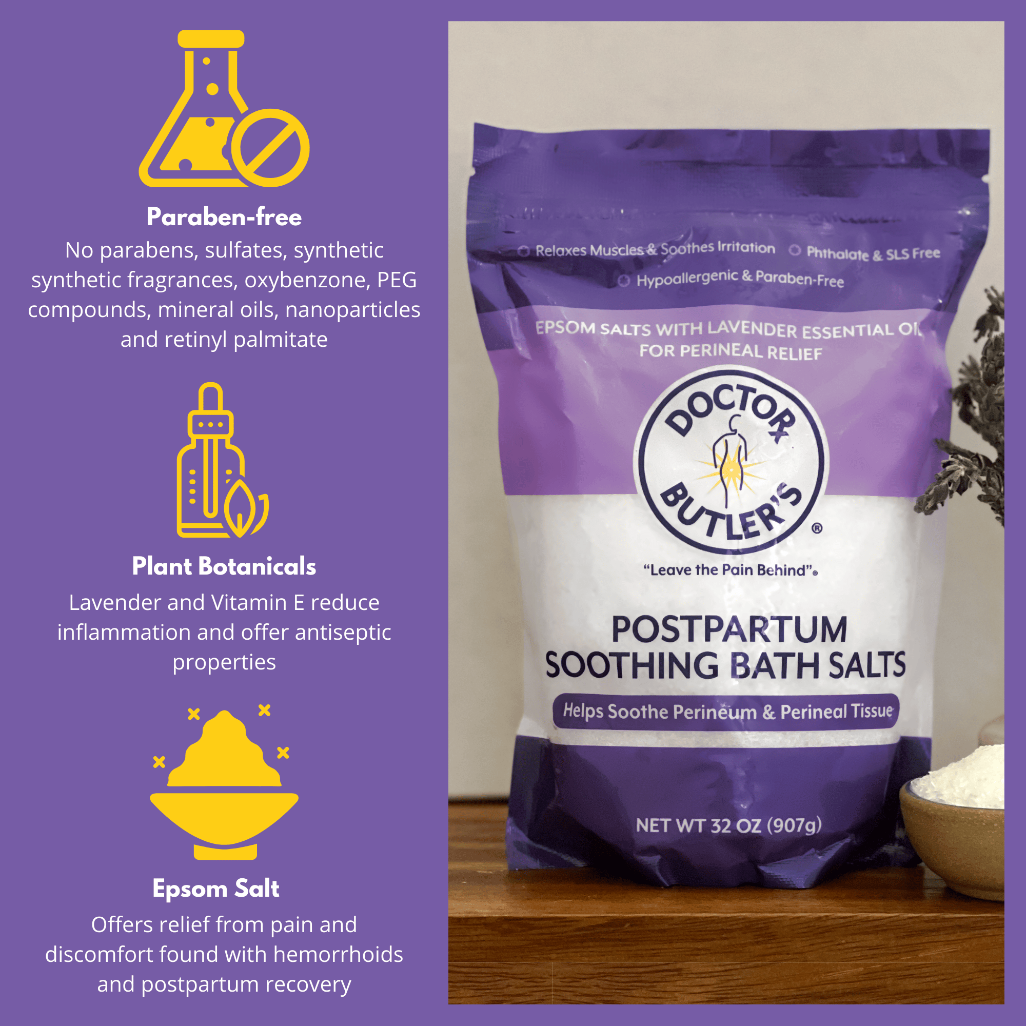 Postpartum Soothing Bath Salts by Doctor Butler's