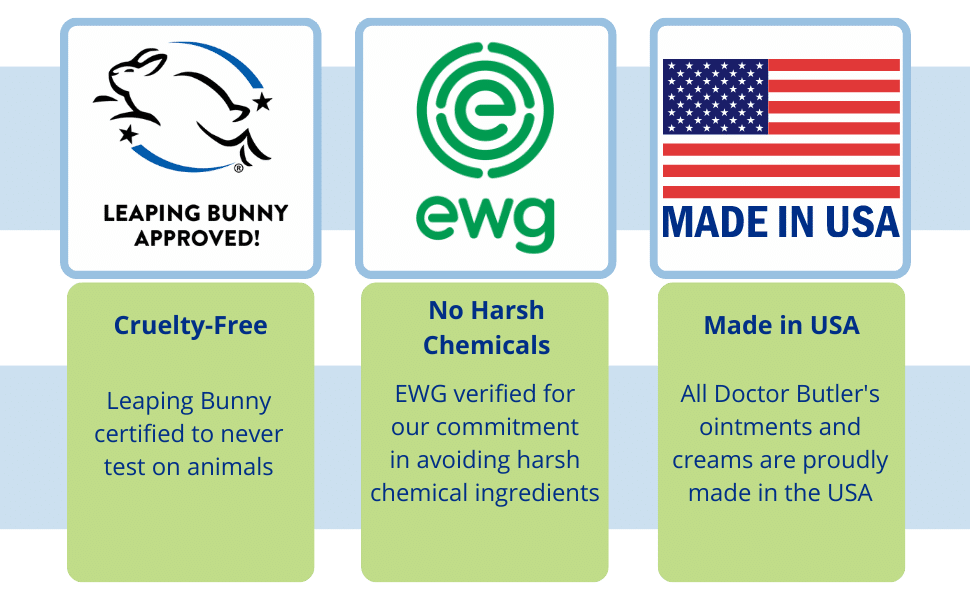 This incontinence spray is leaping bunny approved to be cruelty free, made in the USA, and produced according to the EWGs skin safe standard to be free of harsh chemical ingredients.