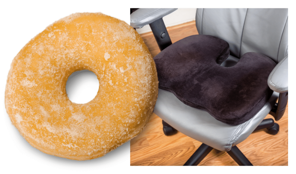 A literal and a figurative donut pillow for hemorrhoids