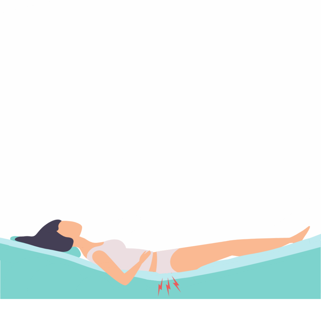 An illustration of the best position for sleeping with hemorrhoids on your back